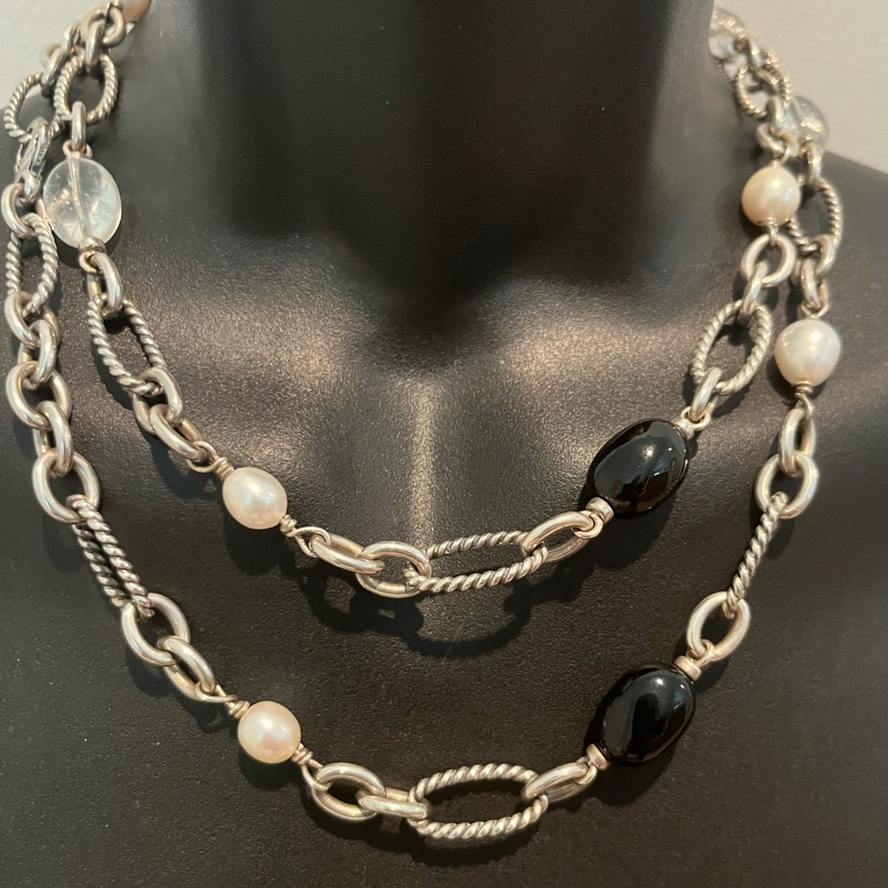 David Yurman Oval Link Bijoux Necklace with Gemstones Hallmark DY 925